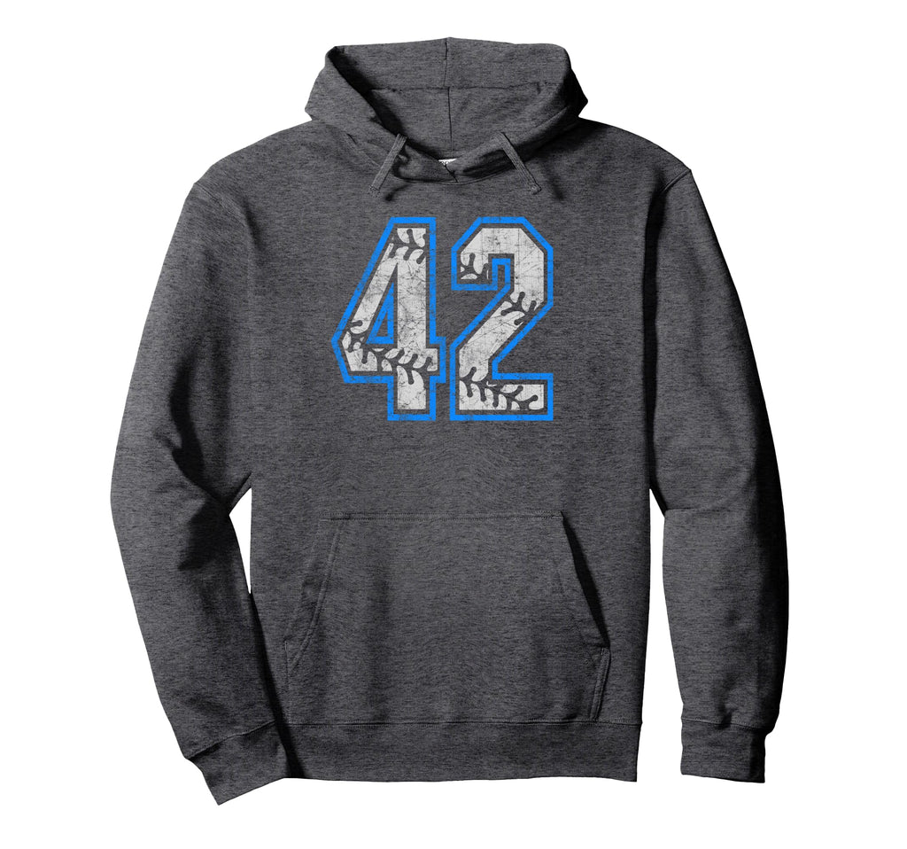 Number 42 42 Jersey Baseball Laces Hoodie - Casual Everyday Wear Men Women - T-Shirt, Sweatshirt, Hoodie