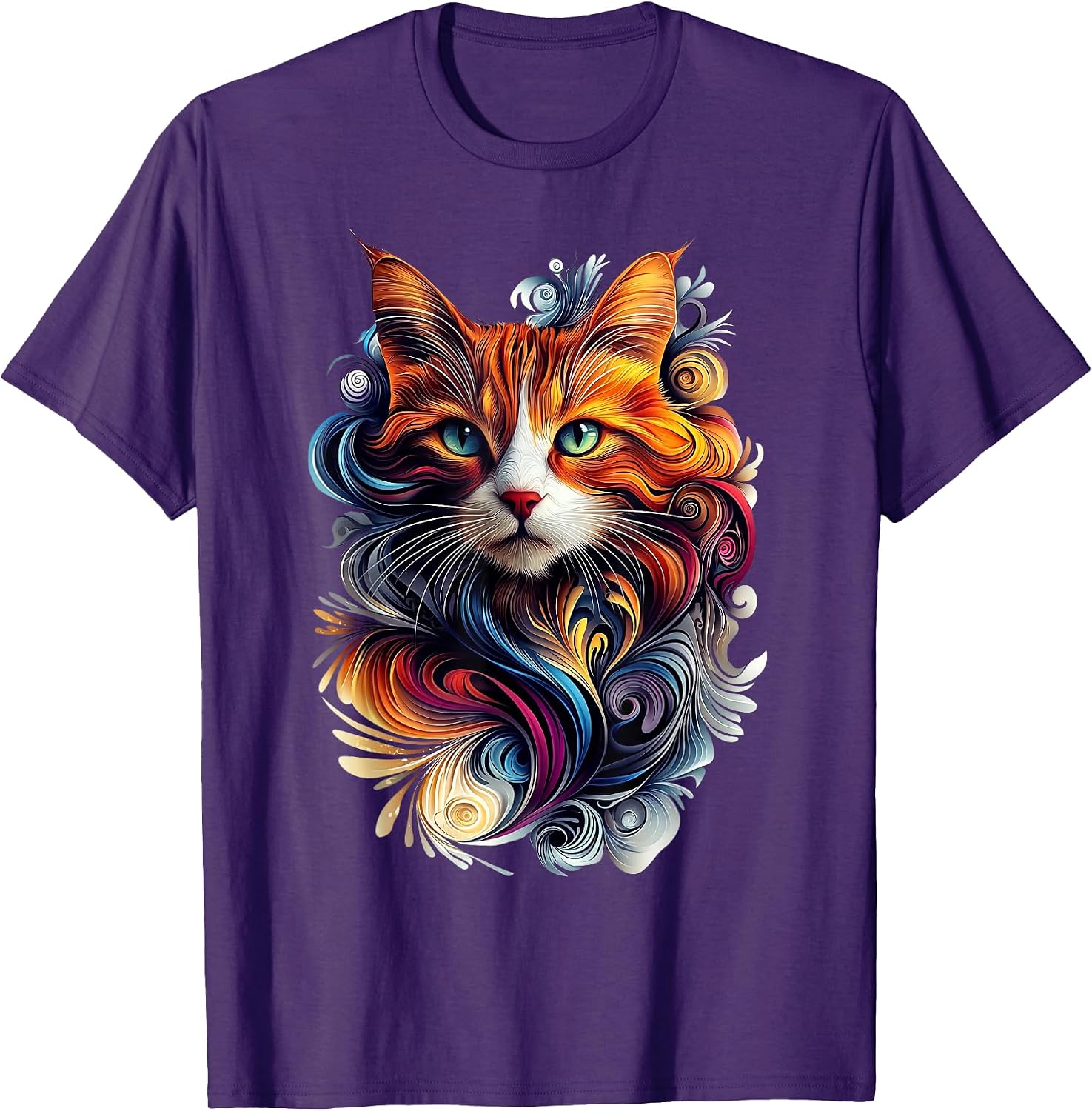 Colorful Cat Lover Nature Illustration - Adult & Kids T-Shirts, Sweatshirts & Hoodies apparel design preview 1