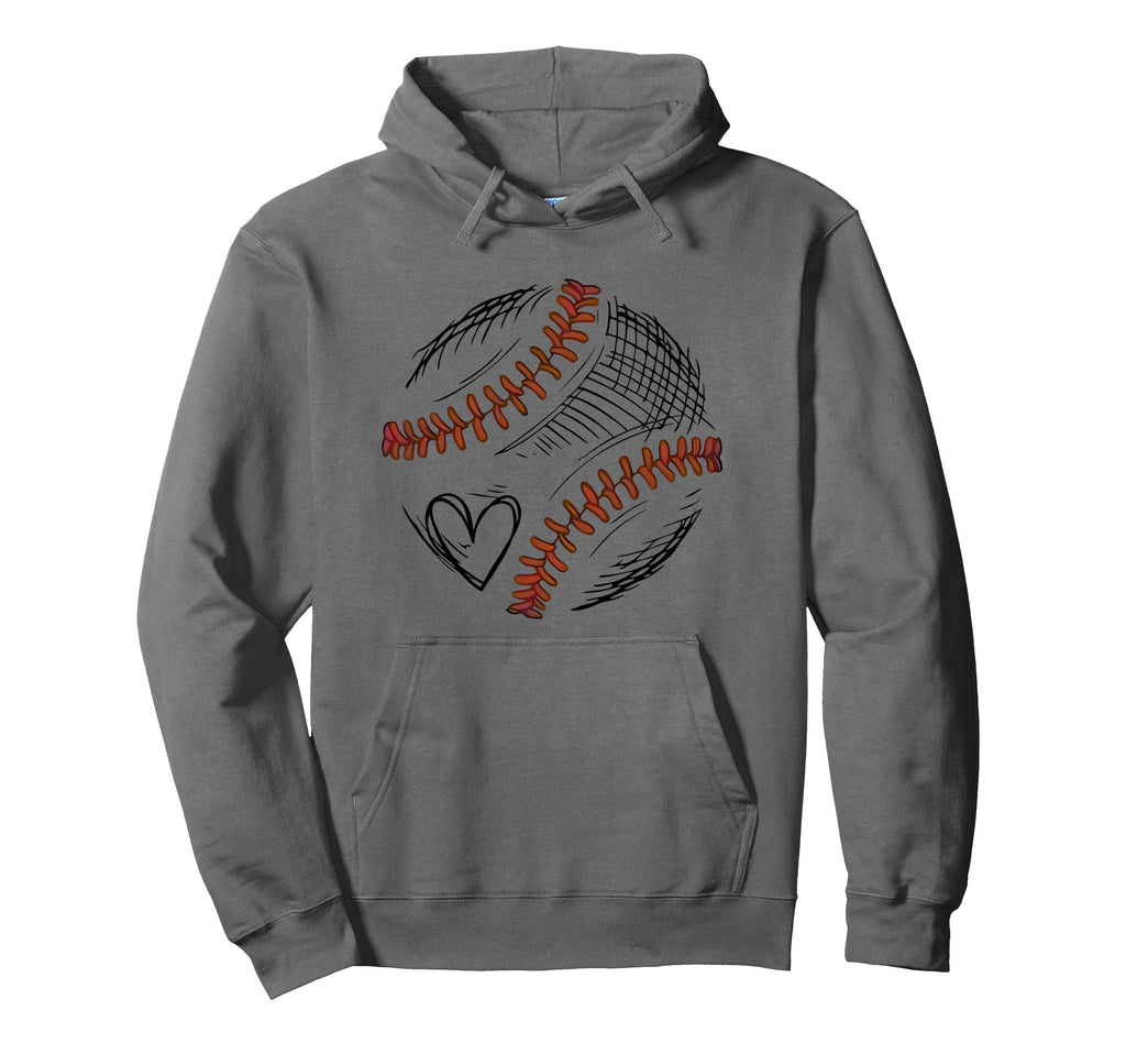 Baseball Heart Baseball Lovers Baseball Mom Hoodie - Trendy Graphic Unisex - T-Shirt, Sweatshirt, Hoodie