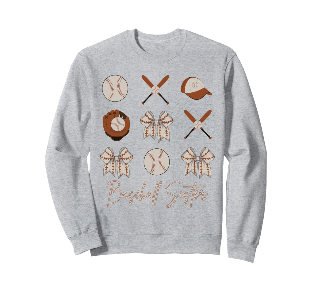 Baseball Sister Coquette Bow Cheer Sweatshirt - Minimalist Print Men Women - T-Shirt, Sweatshirt, Hoodie