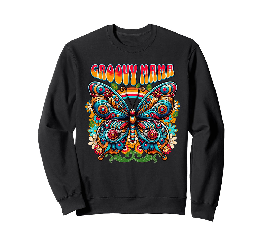 Groovy Mama Butterfly Boho Floral Sweatshirt - Graphic Print Unisex - T-Shirt, Sweatshirt, Hoodie