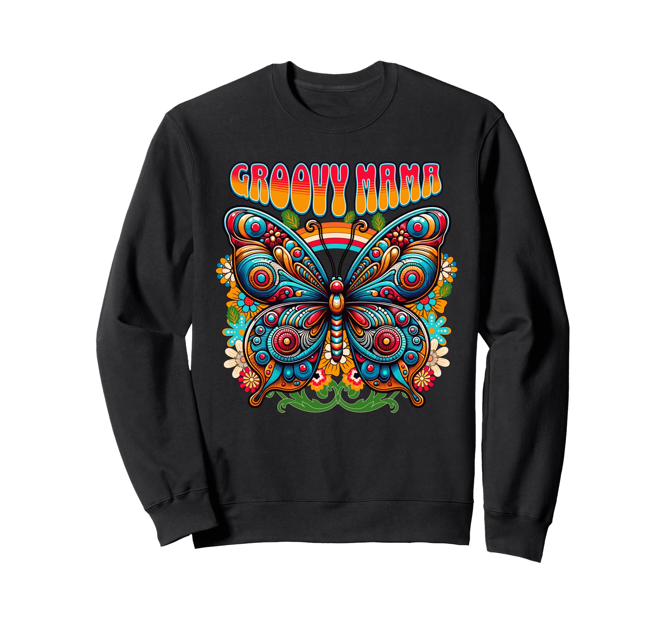 Groovy Mama Butterfly Boho Floral Sweatshirt - Graphic Print Unisex - T-Shirt, Sweatshirt, Hoodie