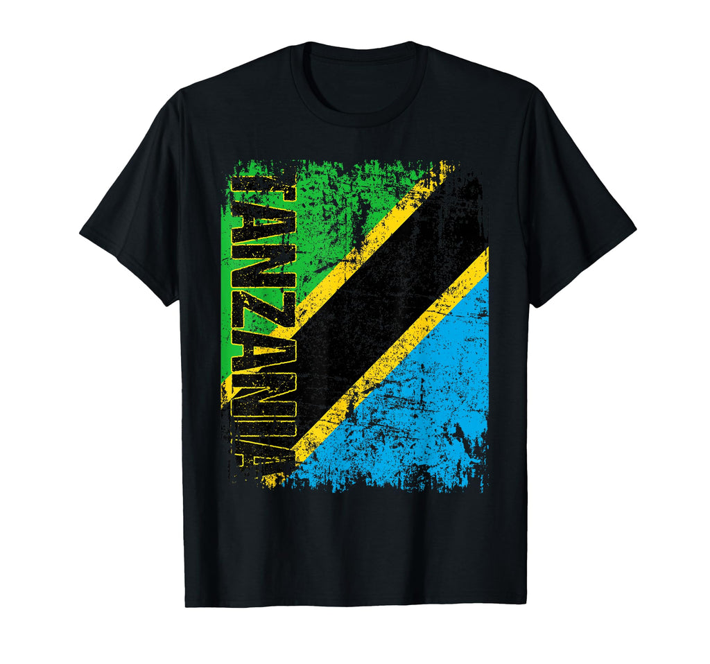 Tanzania Flag Distressed Tanzania T-Shirt - Fun Novelty Design for Adults - T-Shirt, Sweatshirt, Hoodie
