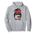 Mom Life Messy Bun Hair Funny Football Hoodie - Trendy Graphic for Adults - T-Shirt, Sweatshirt, Hoodie