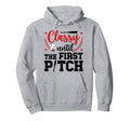 First Pitch Baseball Pitcher Mom Hoodie - Aesthetic Graphic Unisex - T-Shirt, Sweatshirt, Hoodie