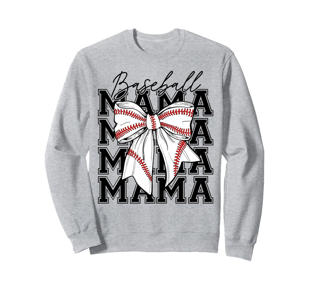 Womens Baseball Mama Coquette Bow Sweatshirt - Minimalist Print Men Women - T-Shirt, Sweatshirt, Hoodie
