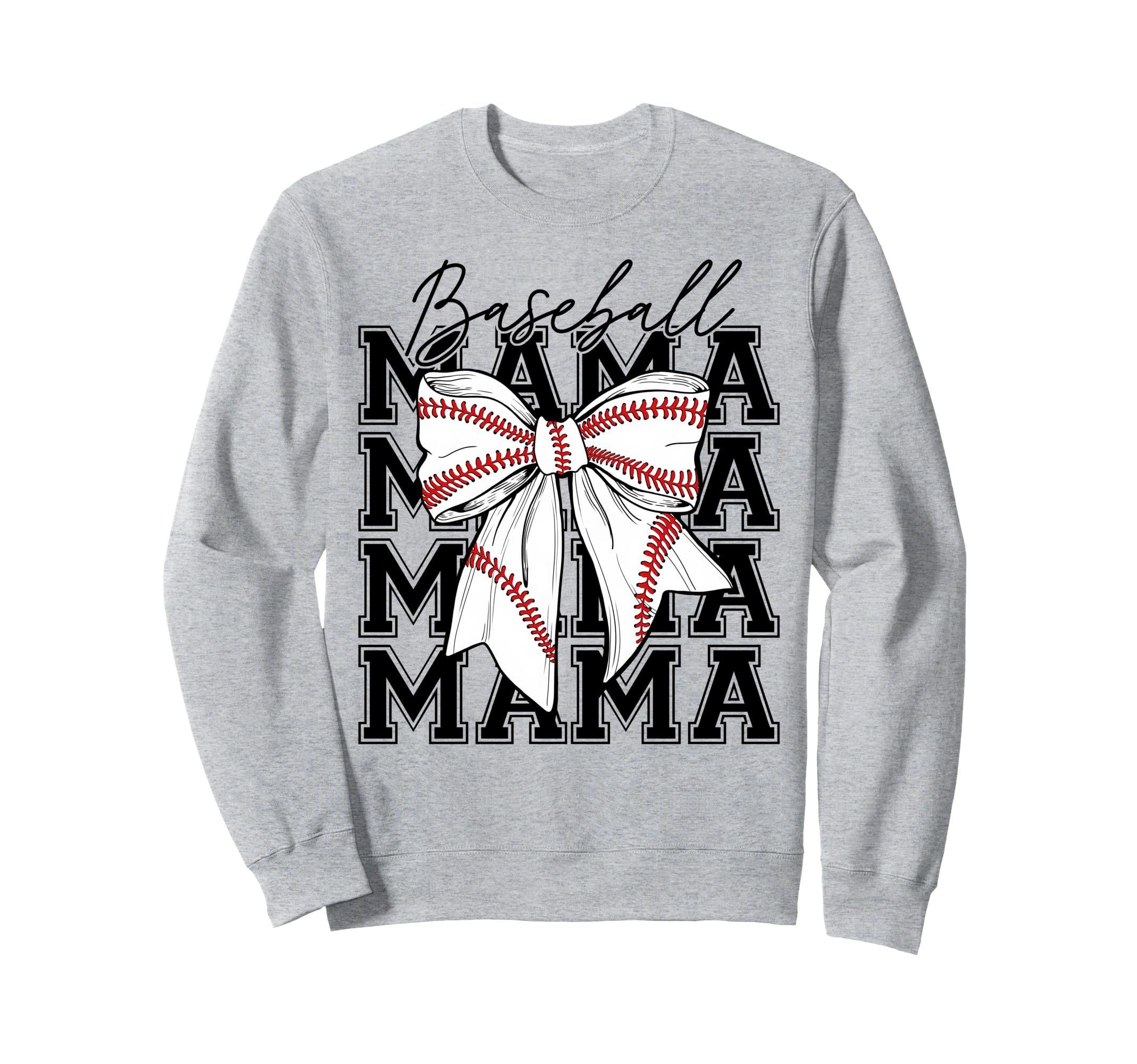 Womens Baseball Mama Coquette Bow Sweatshirt - Minimalist Print Men Women - T-Shirt, Sweatshirt, Hoodie