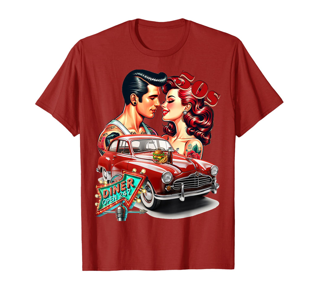 50S Rockabilly Car Diner T-Shirt - Custom Art Print for Adults - T-Shirt, Sweatshirt, Hoodie