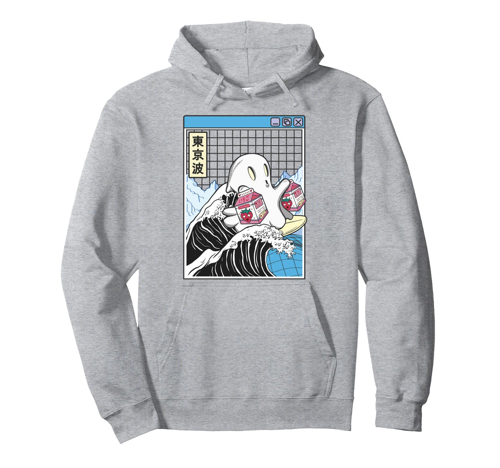 Surfing Ghost Strawberry Milk Cartons Hoodie - Casual Everyday Wear Unisex - T-Shirt, Sweatshirt, Hoodie