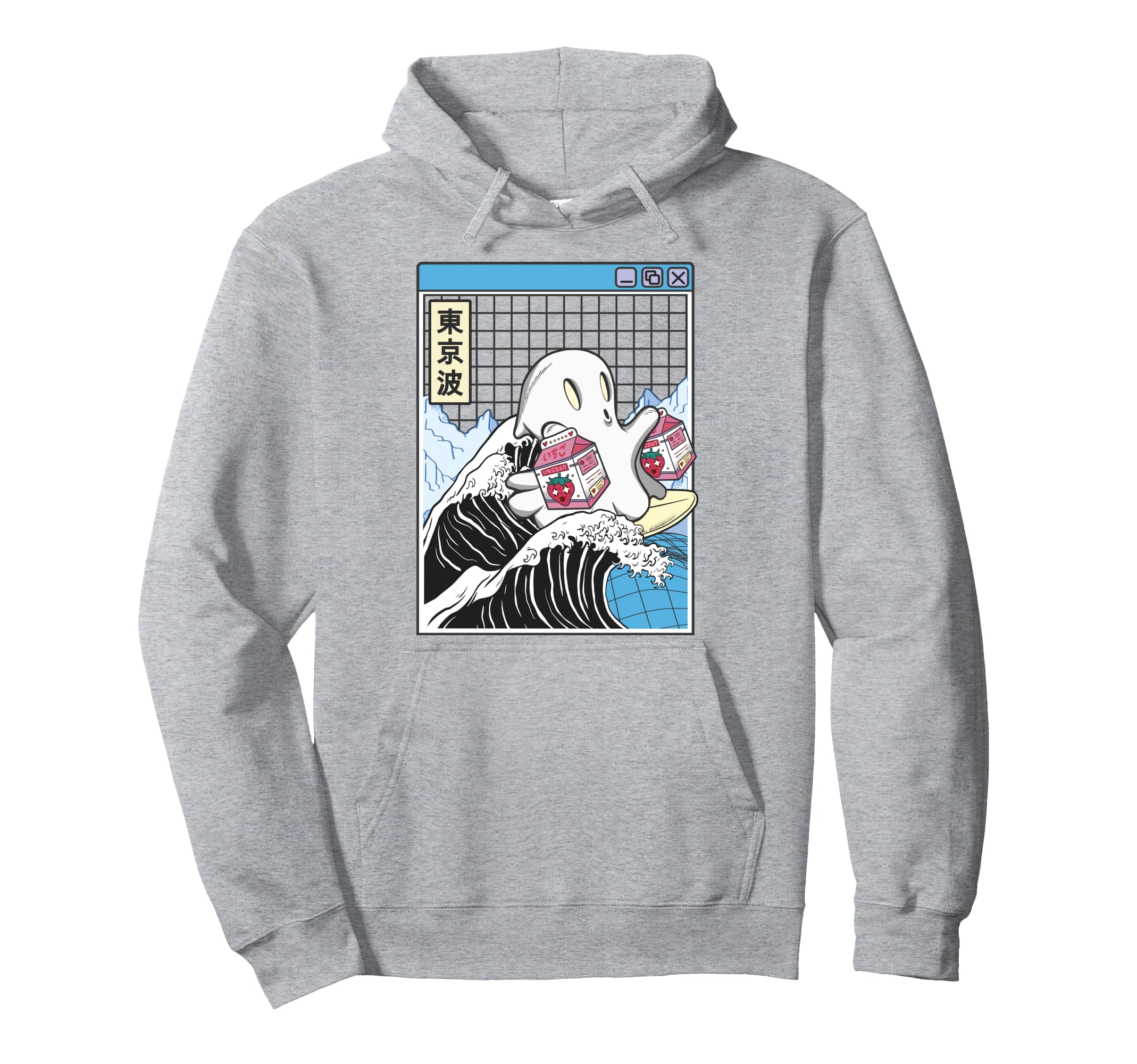 Surfing Ghost Strawberry Milk Cartons Hoodie - Casual Everyday Wear Unisex - T-Shirt, Sweatshirt, Hoodie
