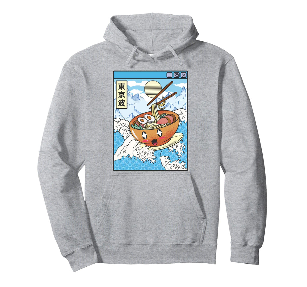 Surfing Ramen Bowl Japanese Waves Anime Hoodie - Streetwear Style Unisex - T-Shirt, Sweatshirt, Hoodie
