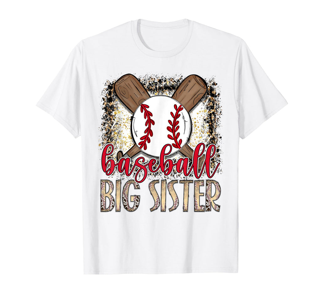 Baseball Big Sister Leopard Proud T-Shirt - Minimalist Print Men Women - T-Shirt, Sweatshirt, Hoodie