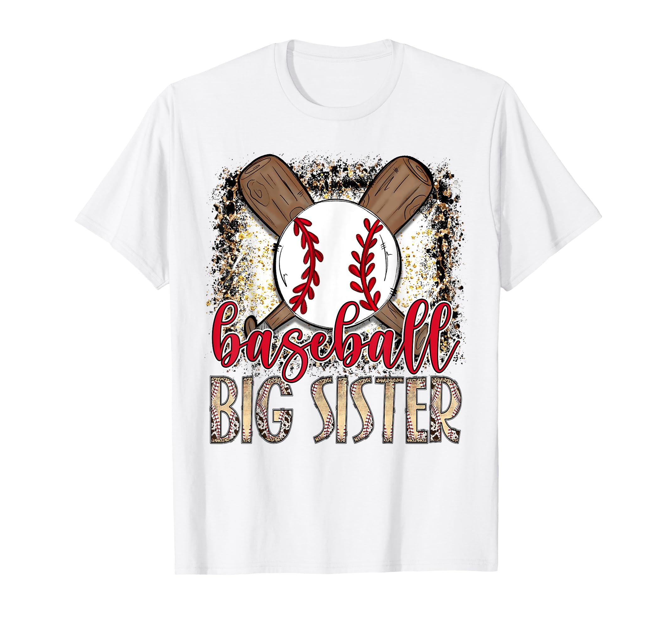 Baseball Big Sister Leopard Proud T-Shirt - Minimalist Print Men Women - T-Shirt, Sweatshirt, Hoodie