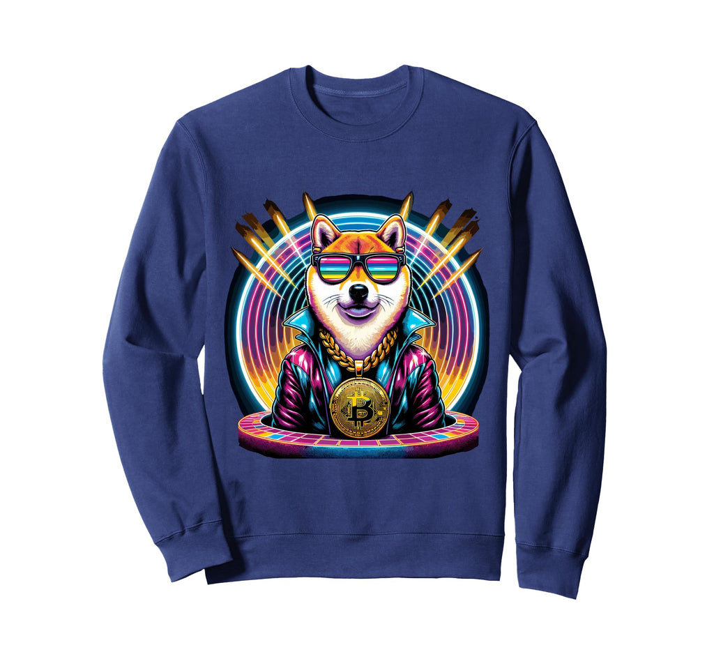 Disco Doge Fever 80S Crypto Mashup Sweatshirt - Minimalist Print for Adults - T-Shirt, Sweatshirt, Hoodie