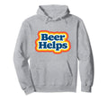 Beer Helps Funny 70S Typography Beer Hoodie - Unique Graphic for Adults - T-Shirt, Sweatshirt, Hoodie