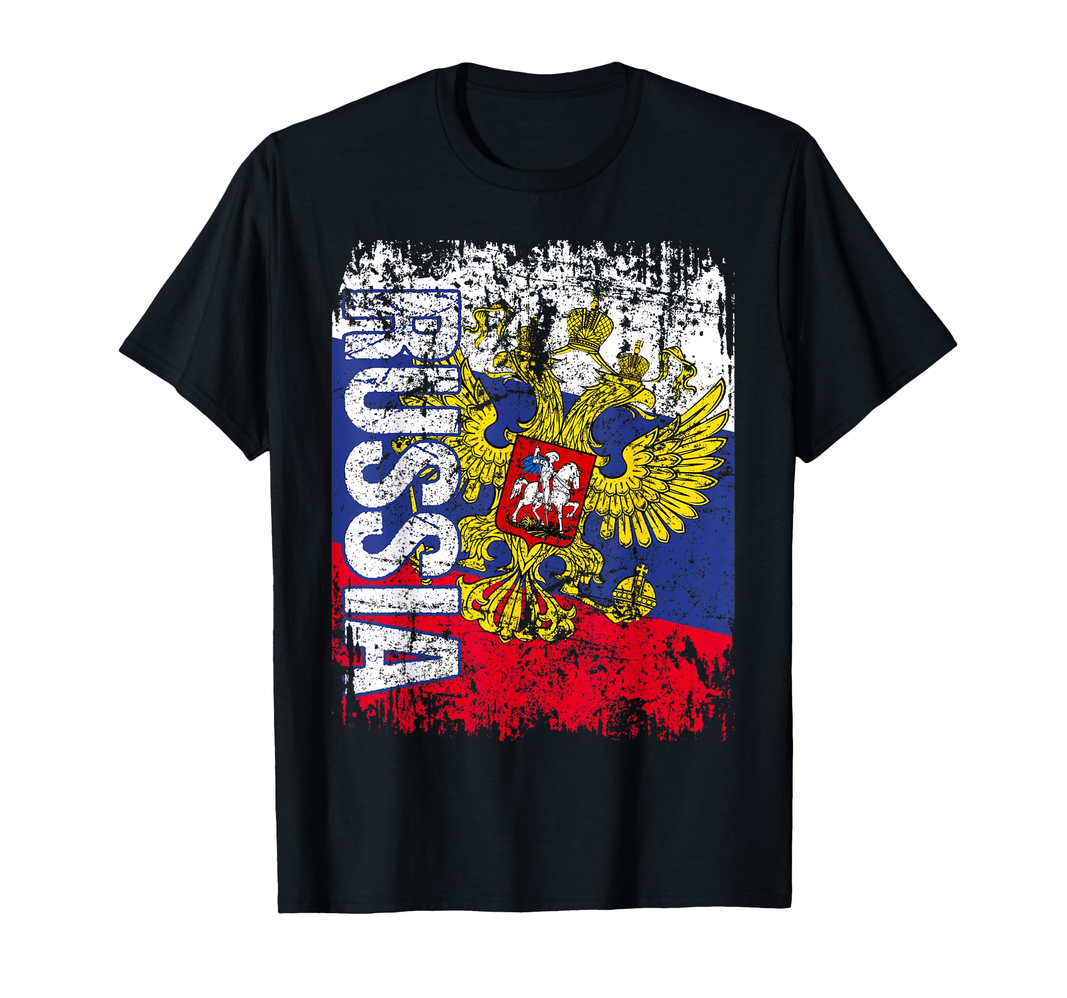 Russia Flag Distressed Russia T-Shirt - Unique Graphic for Adults - T-Shirt, Sweatshirt, Hoodie