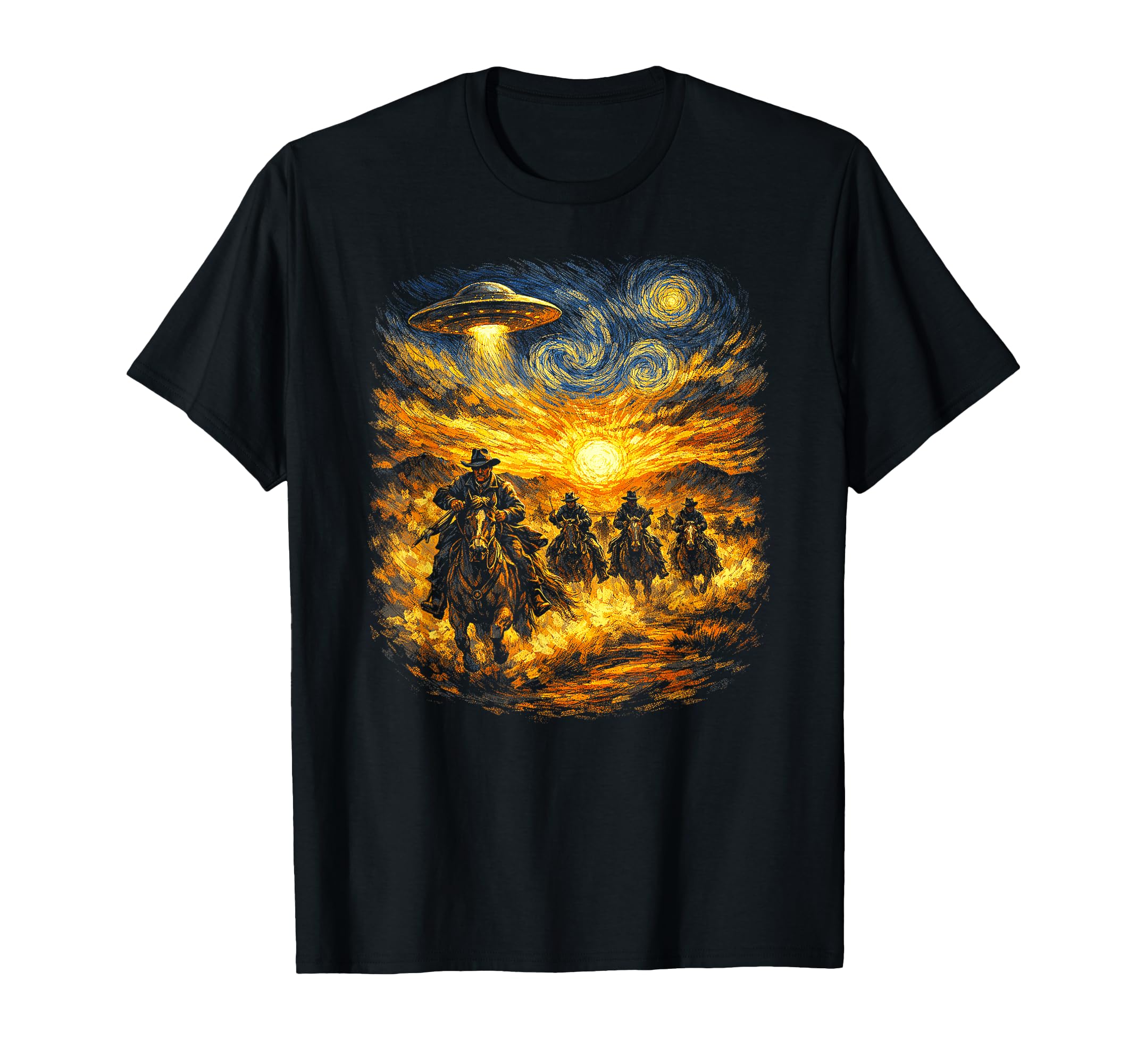 Cowboy Western Alien Ufo Funny Mens T-Shirt - Minimalist Print Men Women - T-Shirt, Sweatshirt, Hoodie