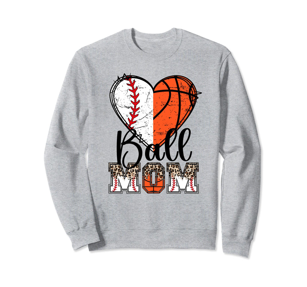 Ball Mom Heart Basketball Baseball Sweatshirt - Unique Graphic for Adults - T-Shirt, Sweatshirt, Hoodie