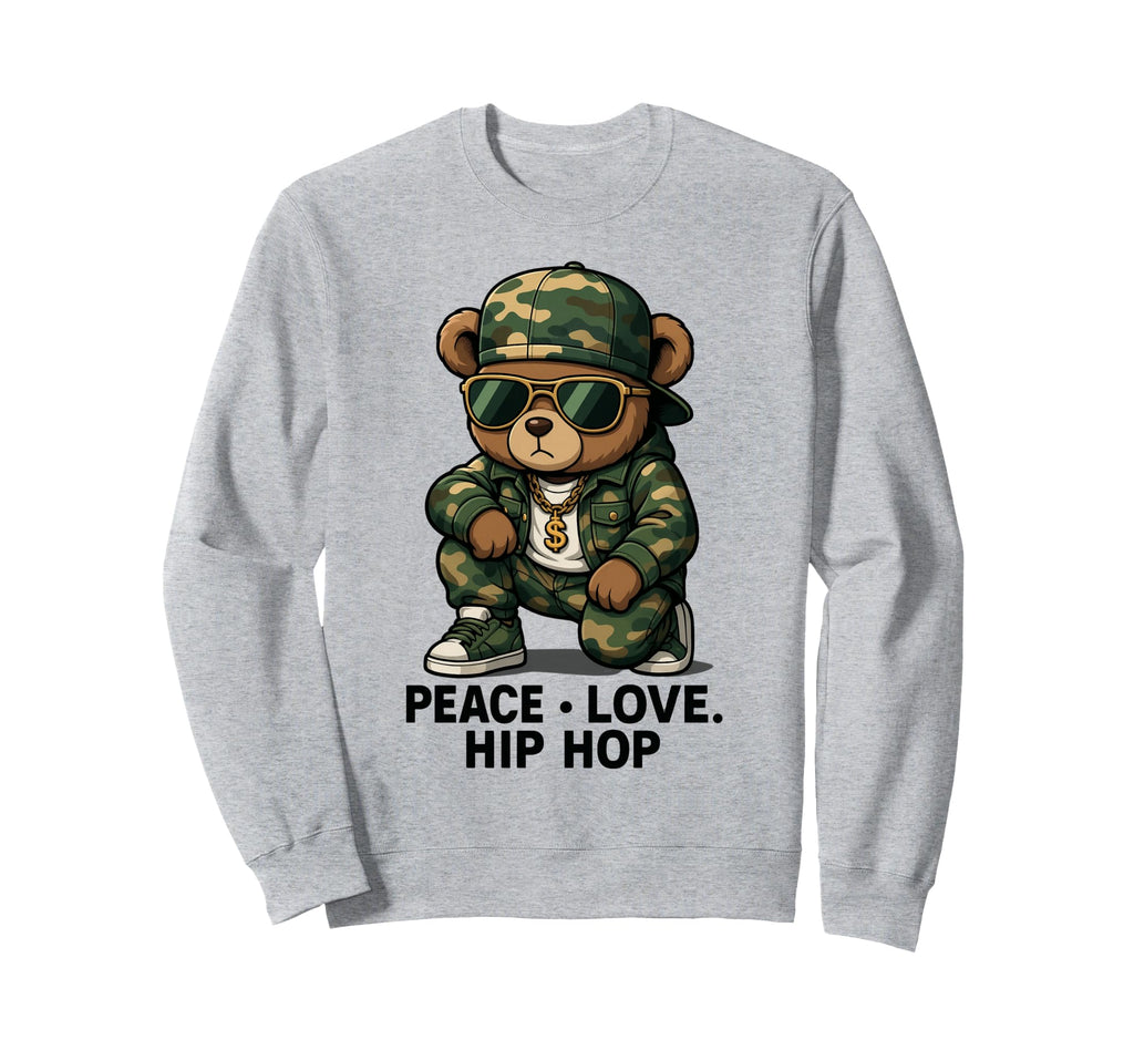 Camouflage Rapper Teddy Bear Camo Sweatshirt - Streetwear Style Men Women - T-Shirt, Sweatshirt, Hoodie