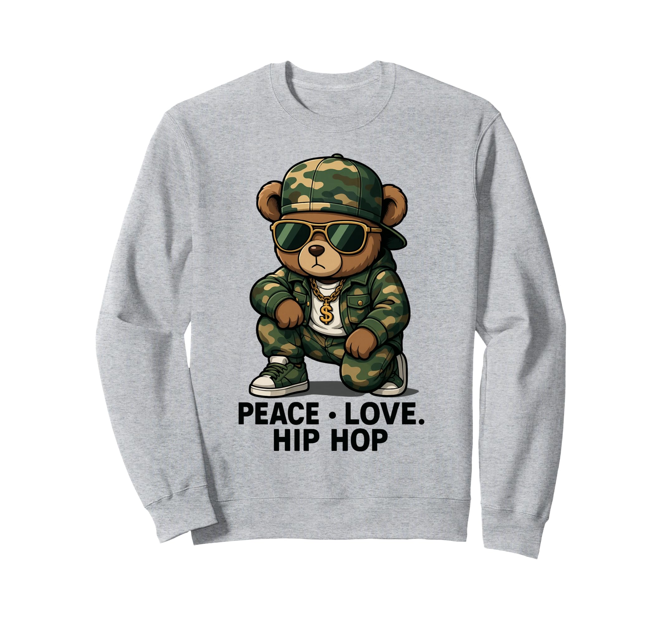 Camouflage Rapper Teddy Bear Camo Sweatshirt - Streetwear Style Men Women - T-Shirt, Sweatshirt, Hoodie