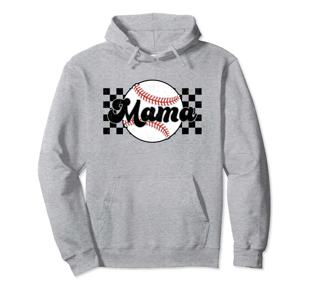 Checkered Baseball Mama Fun Baseball Mom Hoodie - Graphic Print Unisex - T-Shirt, Sweatshirt, Hoodie