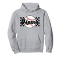 Checkered Baseball Mama Fun Baseball Mom Hoodie - Graphic Print Unisex - T-Shirt, Sweatshirt, Hoodie