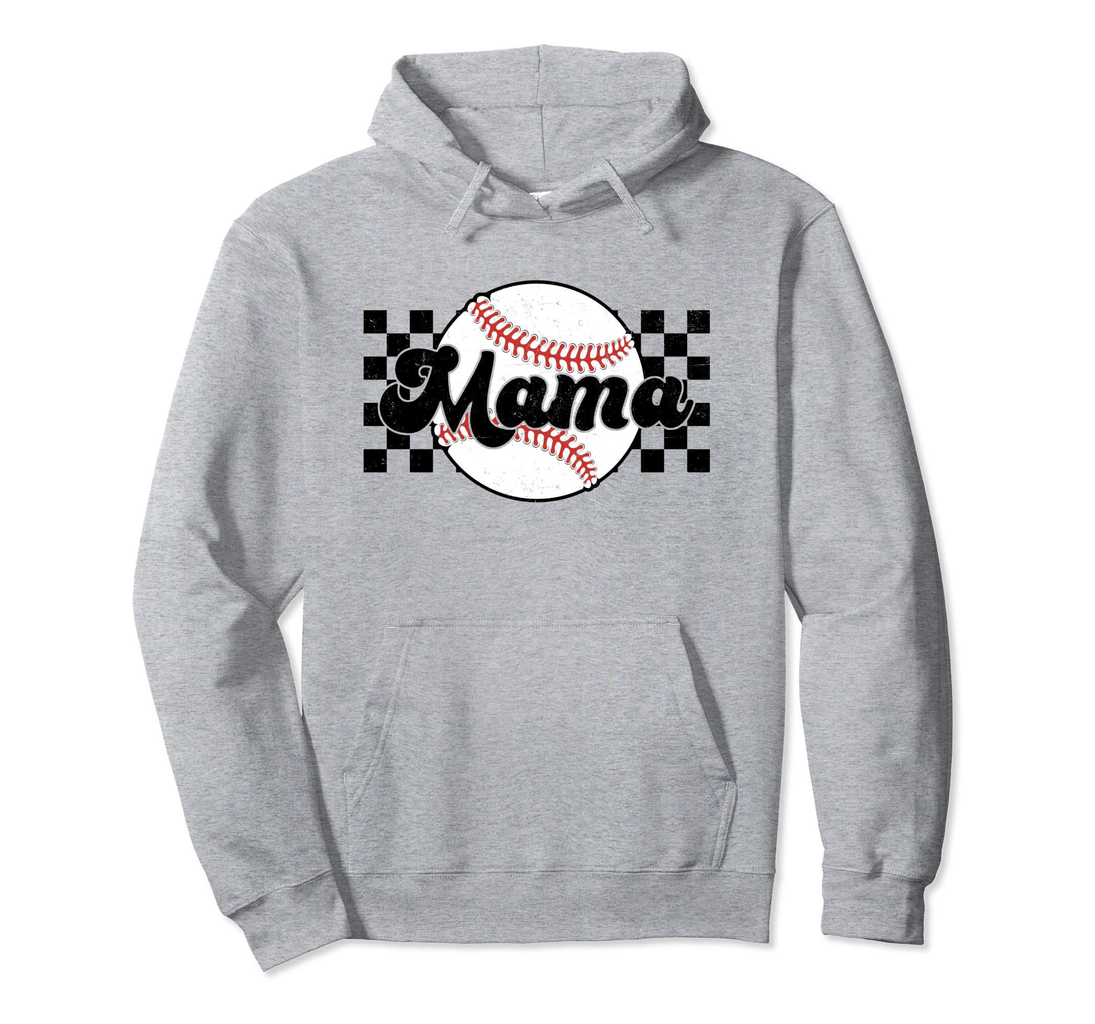 Checkered Baseball Mama Fun Baseball Mom Hoodie - Graphic Print Unisex - T-Shirt, Sweatshirt, Hoodie