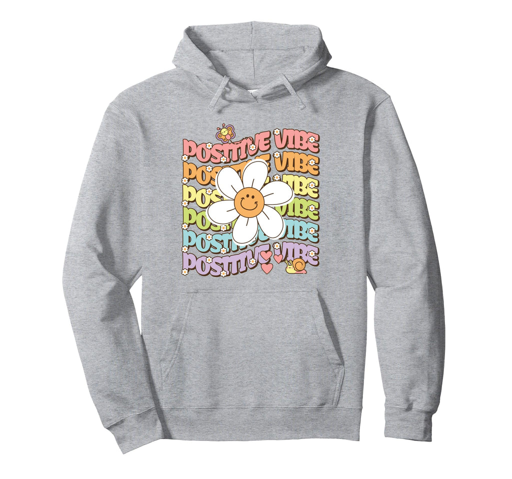 Positive Vibe Smile Daisy Flower Boho Hoodie - Trendy Graphic Men Women - T-Shirt, Sweatshirt, Hoodie