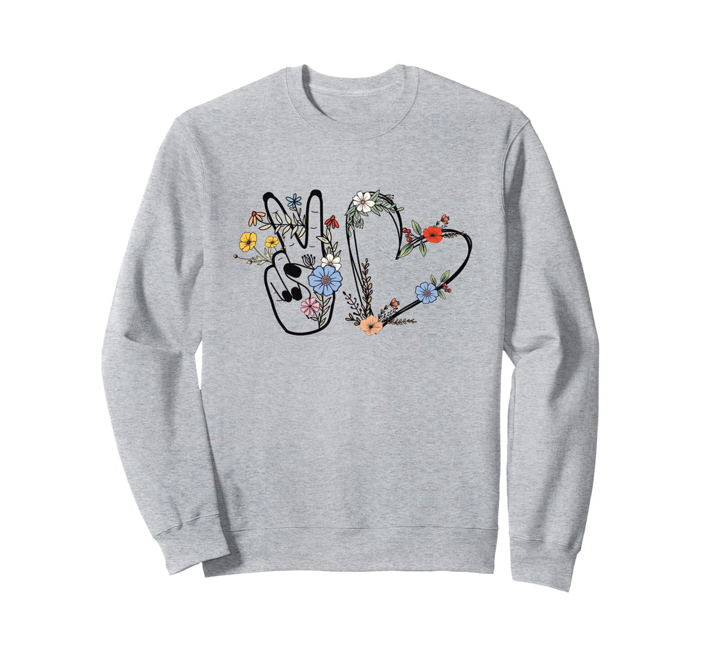 Boho Peace Sign Love Heart Sweatshirt - Fun Novelty Design Men Women - T-Shirt, Sweatshirt, Hoodie