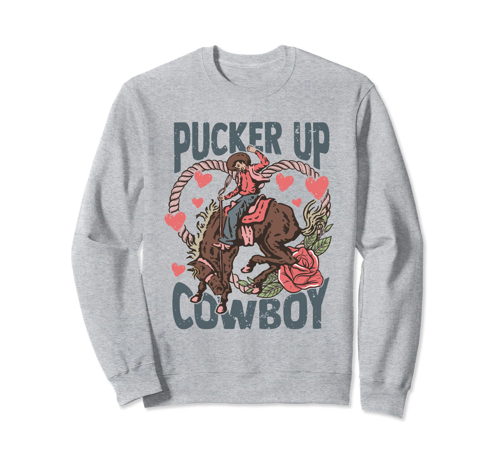 Pucker Up Cowboy Groovy Howdy Sweatshirt - Trendy Graphic for Adults - T-Shirt, Sweatshirt, Hoodie