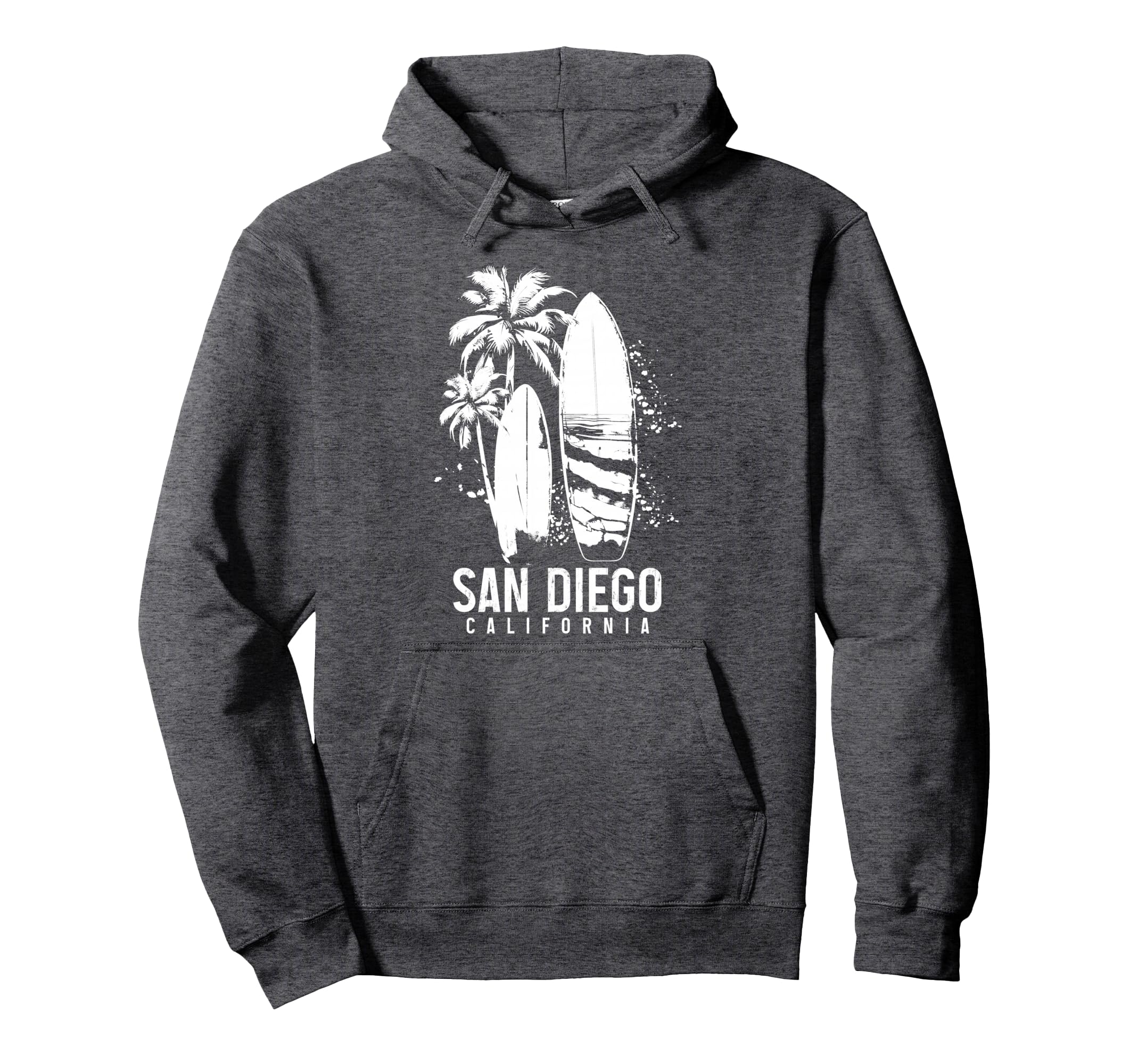 San Diego California Surf Surfing Hoodie - Custom Art Print for Adults - T-Shirt, Sweatshirt, Hoodie