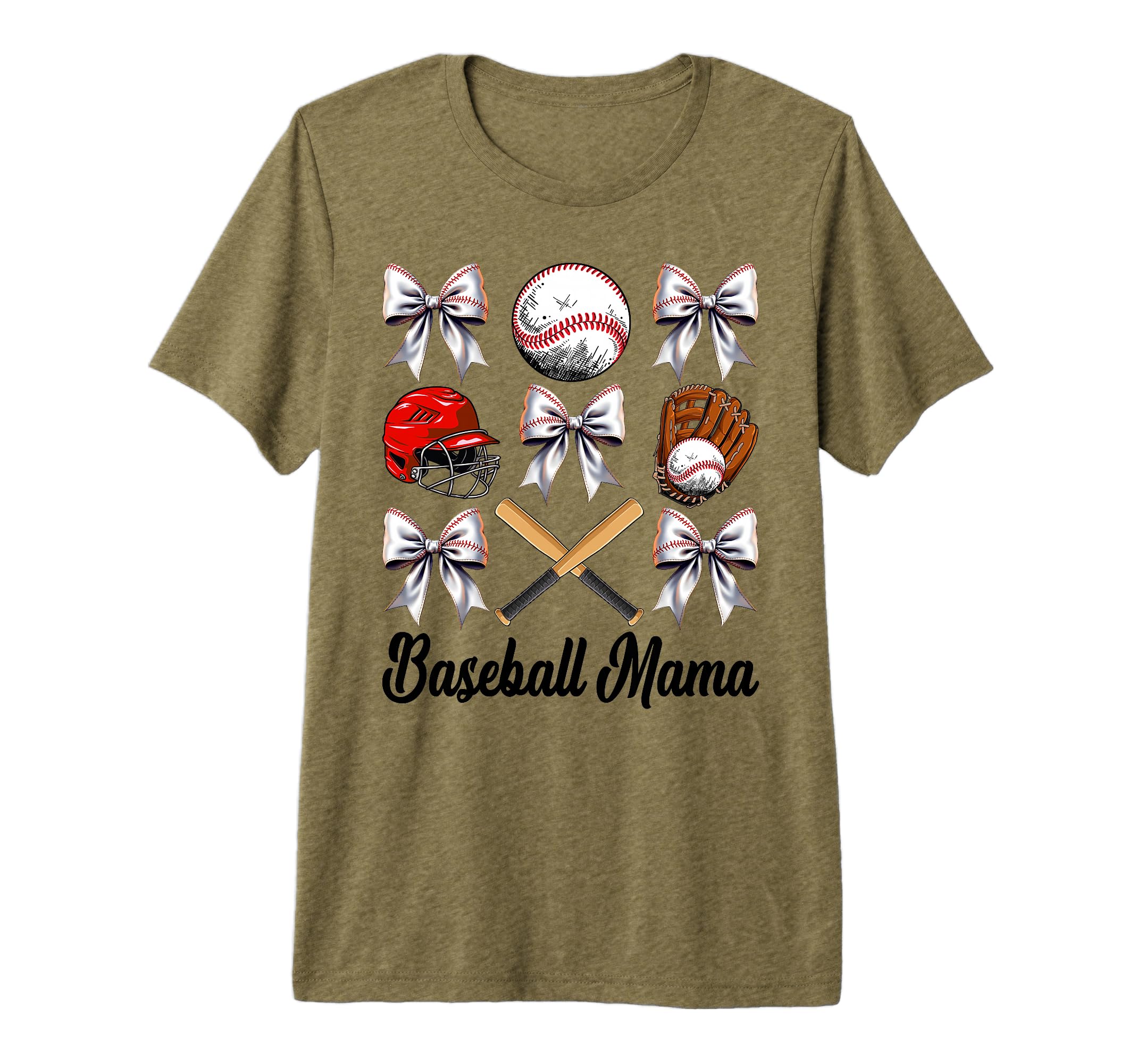 Baseball Mama Bow Baseball Mom T-Shirt - Casual Everyday Wear Men Women - T-Shirt, Sweatshirt, Hoodie