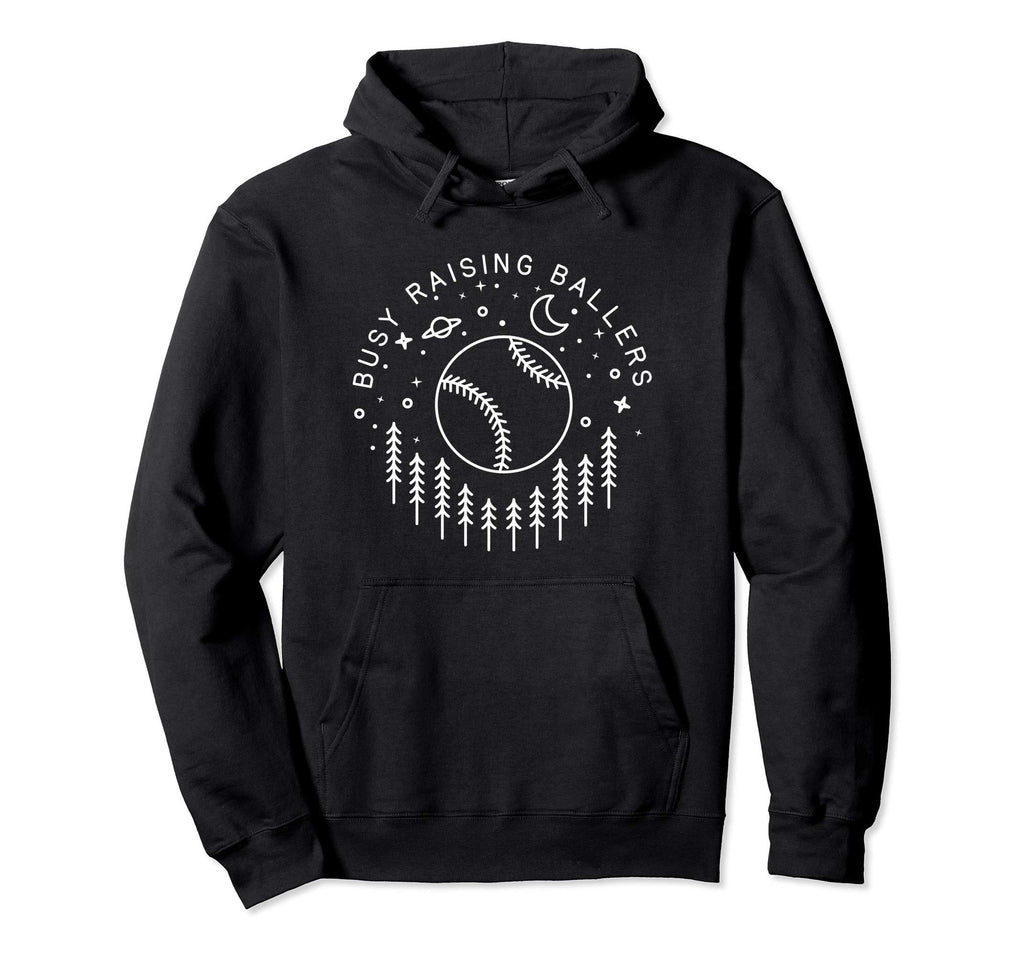 Baseball Busy Raising Ballers Line Art Hoodie - Trendy Graphic for Adults - T-Shirt, Sweatshirt, Hoodie