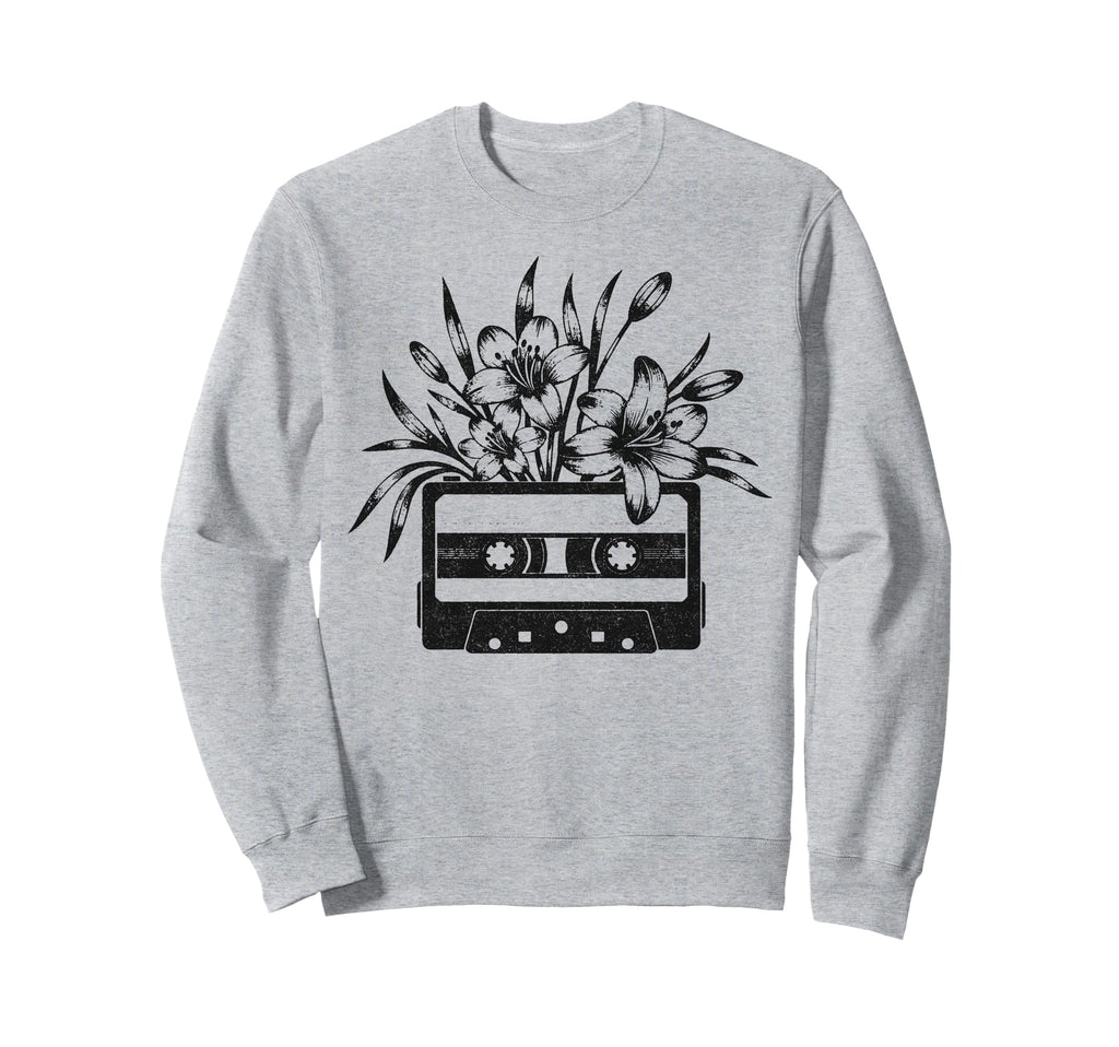 Cassette Tape Flowers Music 80S 90S Sweatshirt - Unique Graphic for Adults - T-Shirt, Sweatshirt, Hoodie