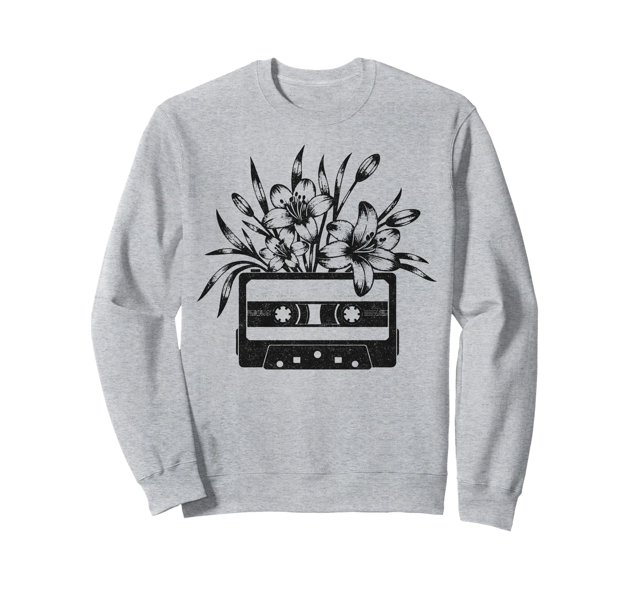 Cassette Tape Flowers Music 80S 90S Sweatshirt - Unique Graphic for Adults - T-Shirt, Sweatshirt, Hoodie