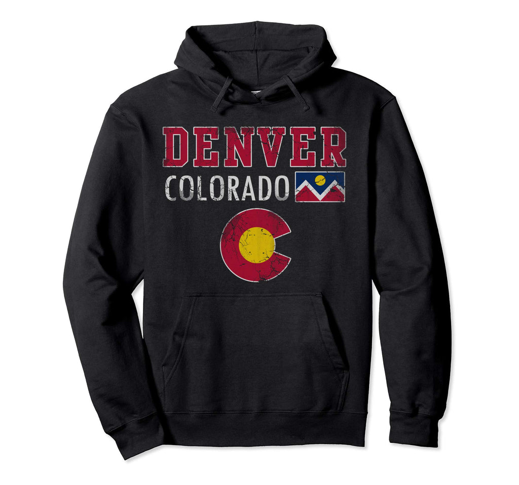 Denver Colorado Flag Distressed Fade Hoodie - Graphic Print for Adults - T-Shirt, Sweatshirt, Hoodie