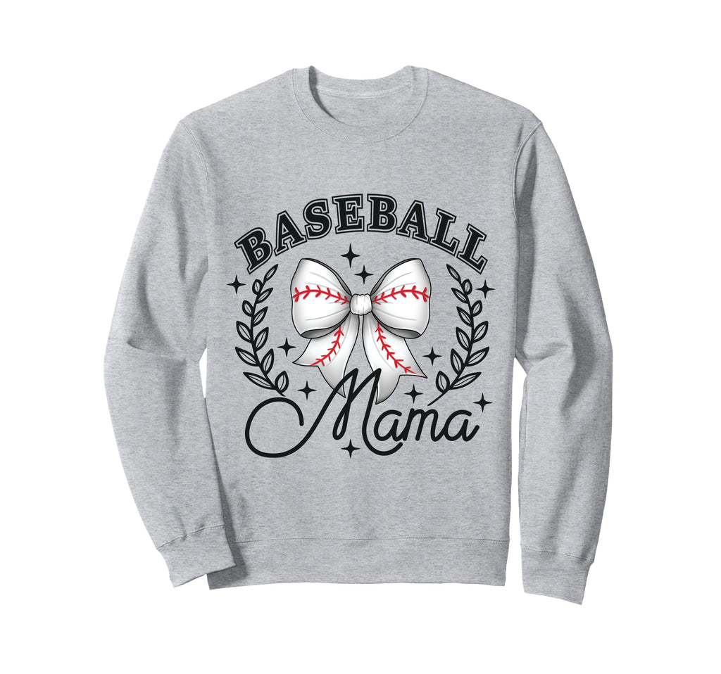 Baseball Mama Coquette Bow Game Sports Sweatshirt - Unique Graphic Unisex - T-Shirt, Sweatshirt, Hoodie