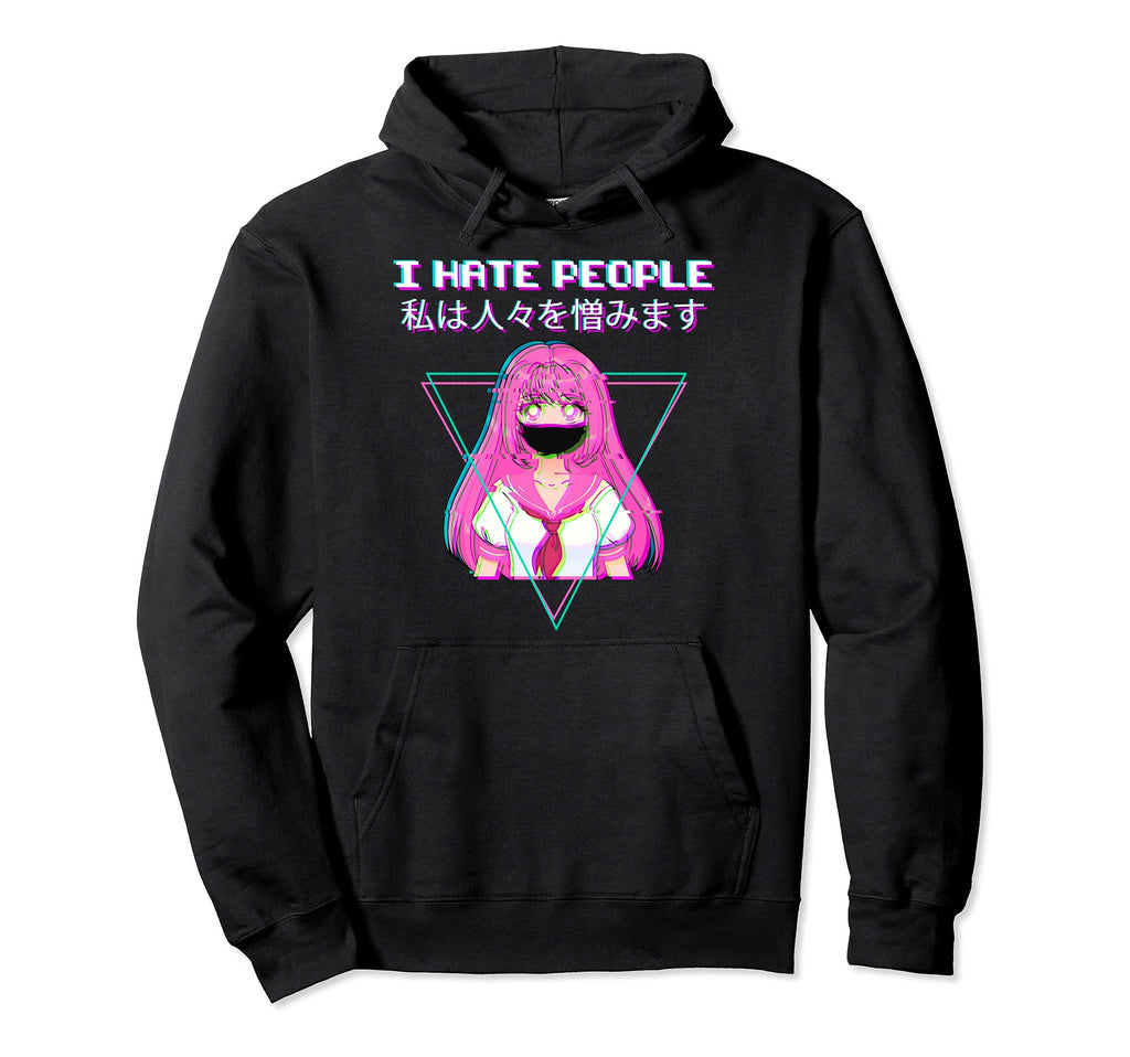 I Hate People Aesthetic Vaporwave Hoodie - Minimalist Print for Adults - T-Shirt, Sweatshirt, Hoodie
