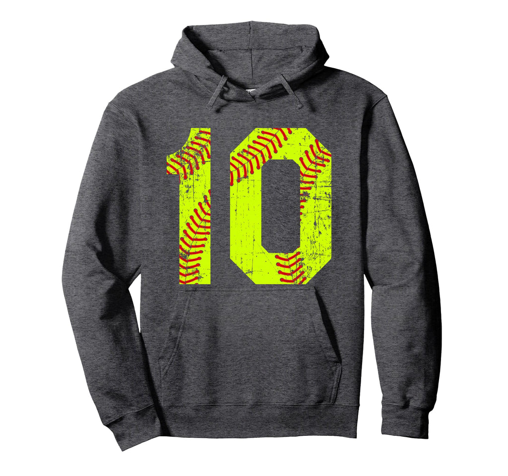Softball 10 Jersey Number Hoodie - Graphic Print for Adults - T-Shirt, Sweatshirt, Hoodie