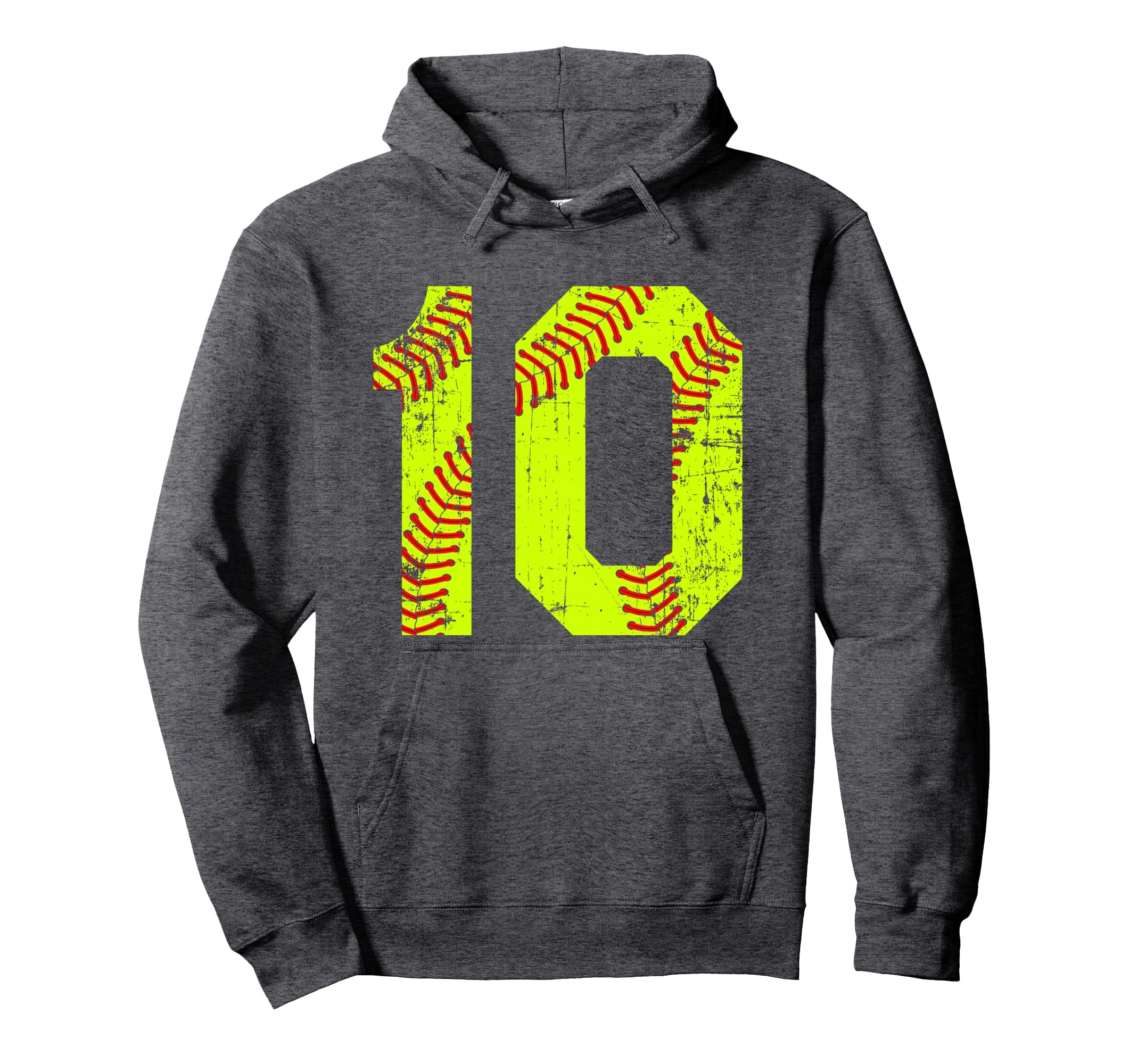 Softball 10 Jersey Number Hoodie - Graphic Print for Adults - T-Shirt, Sweatshirt, Hoodie