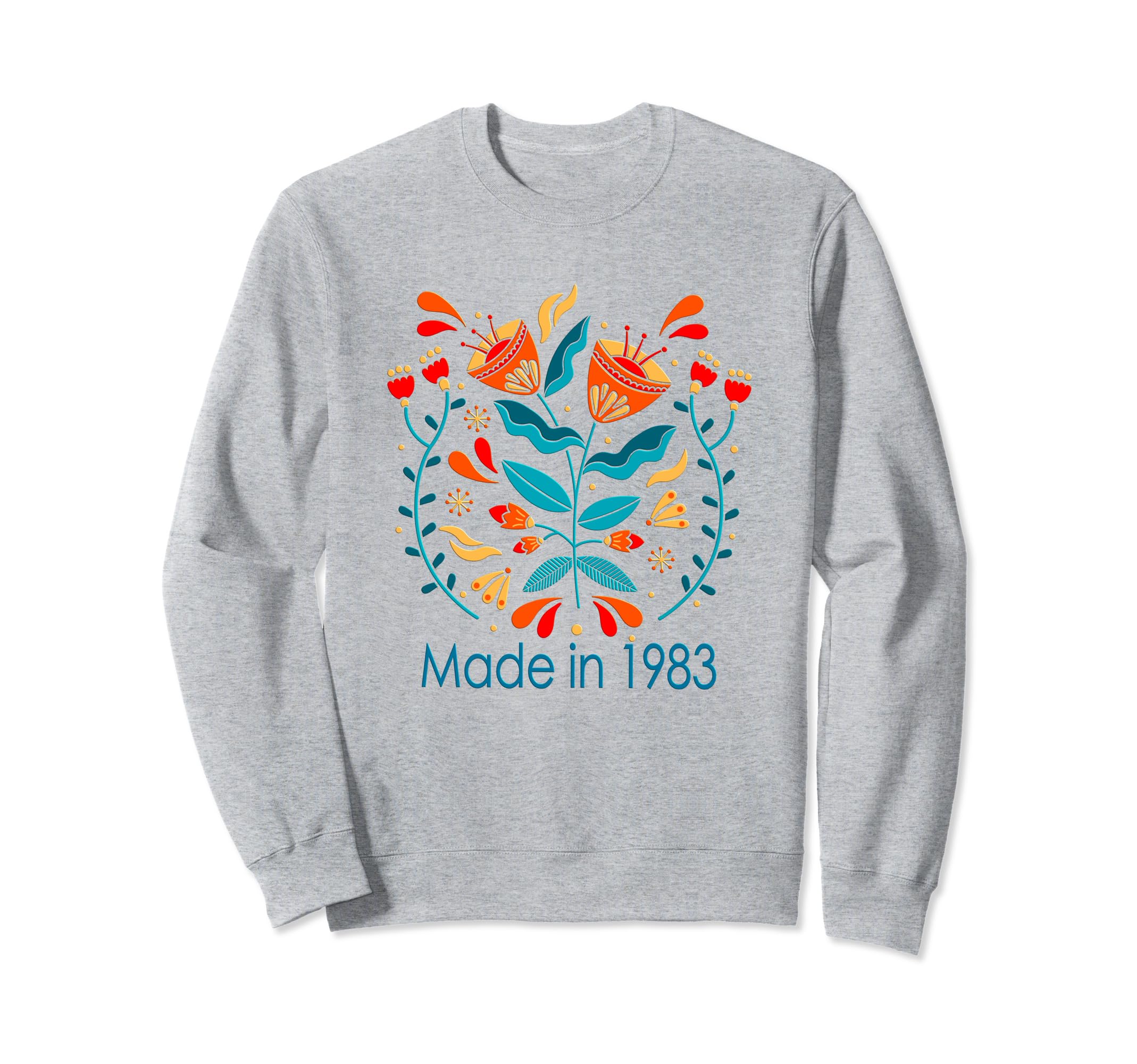 41St Birthday Boho Folk Art Floral Sweatshirt - Unique Graphic Men Women - T-Shirt, Sweatshirt, Hoodie