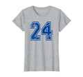 Baseball Number 24 Blue Sports Player T-Shirt - Novelty Apparel for Adults - T-Shirt, Sweatshirt, Hoodie