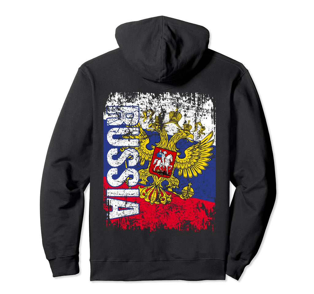 Russia Flag Distressed Russia Hoodie - Fun Novelty Design Unisex - T-Shirt, Sweatshirt, Hoodie
