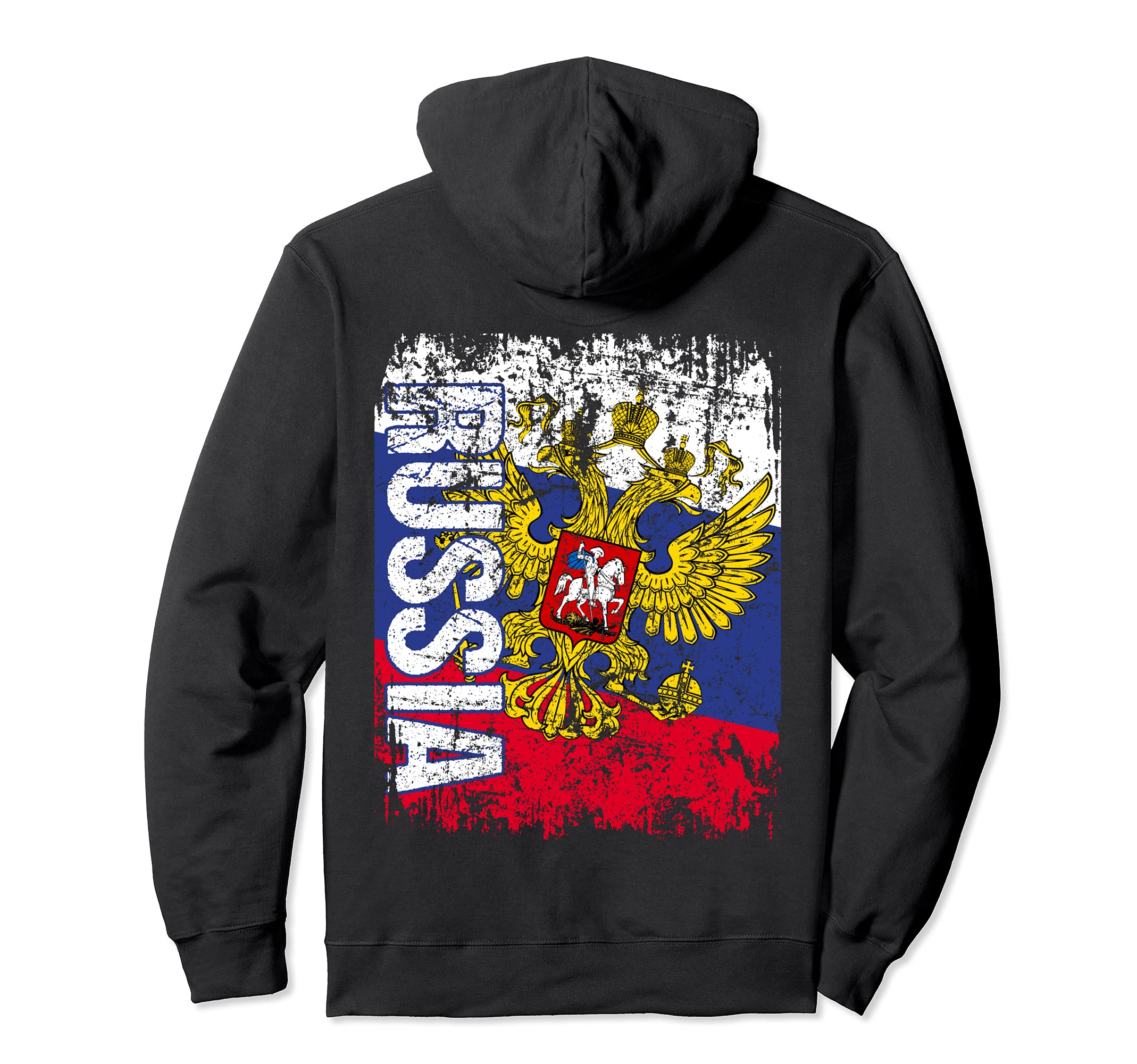 Russia Flag Distressed Russia Hoodie - Fun Novelty Design Unisex - T-Shirt, Sweatshirt, Hoodie