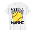 Softball Mommy Game Day Mom Groovy T-Shirt - Unique Graphic Unisex - T-Shirt, Sweatshirt, Hoodie
