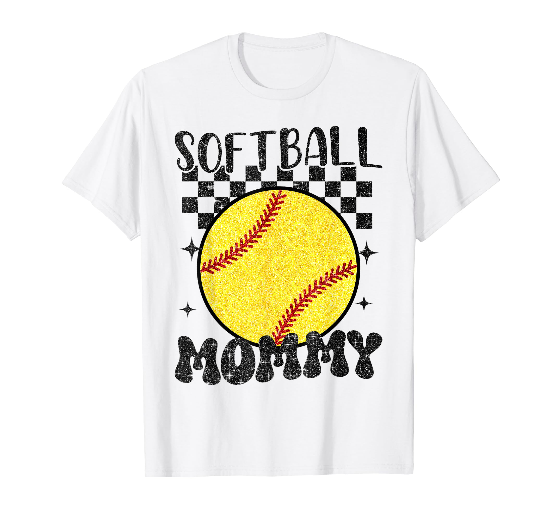 Softball Mommy Game Day Mom Groovy T-Shirt - Unique Graphic Unisex - T-Shirt, Sweatshirt, Hoodie