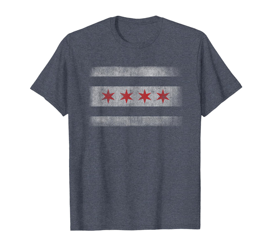 Chicago Flag Distressed T-Shirt - Aesthetic Graphic Men Women - T-Shirt, Sweatshirt, Hoodie