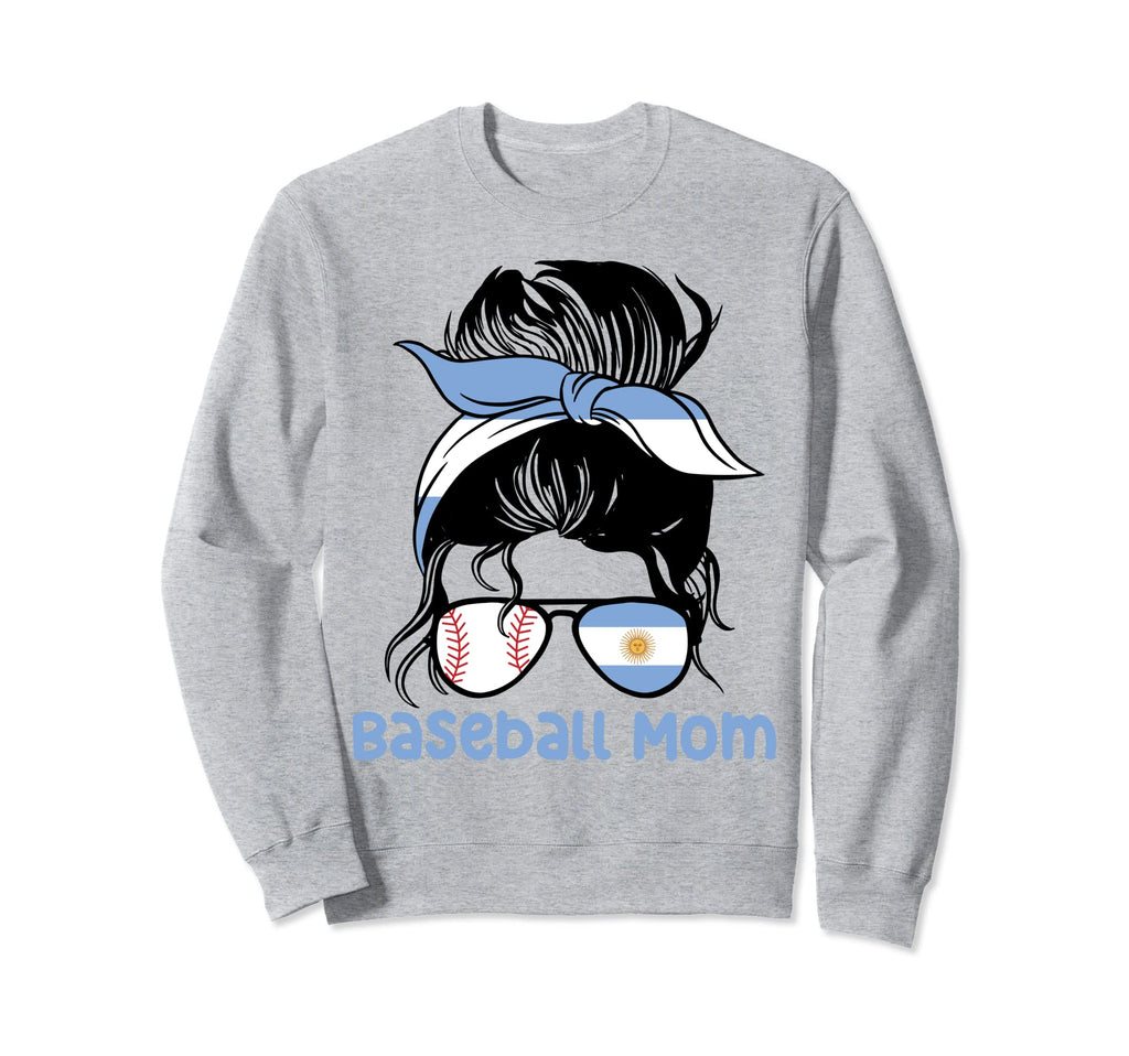 Argentina Baseball Mom Messy Bun Sweatshirt - Graphic Print for Adults - T-Shirt, Sweatshirt, Hoodie