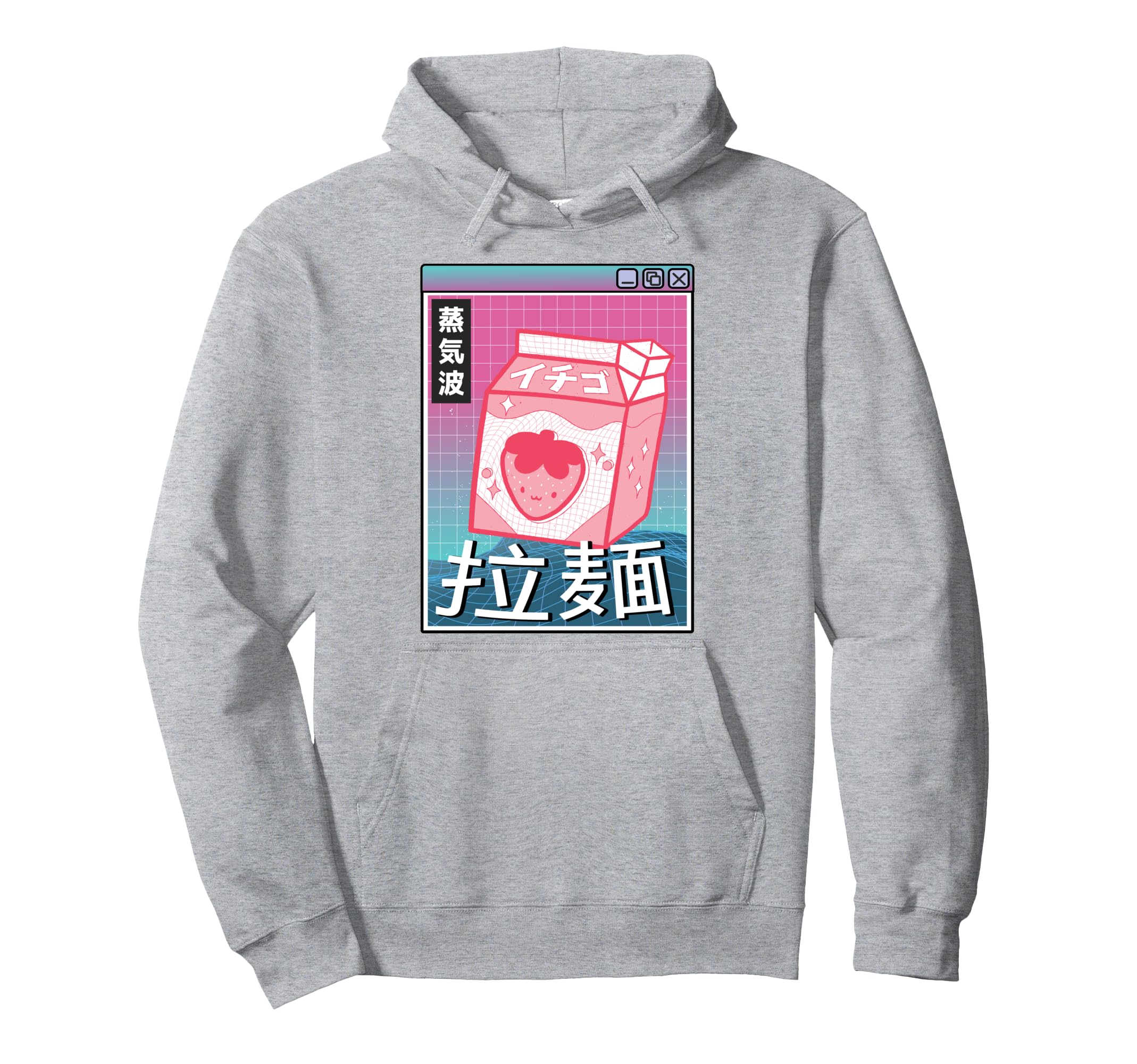 Strawberry Milk Carton Kawaii Grid Hoodie - Streetwear Style for Adults - T-Shirt, Sweatshirt, Hoodie