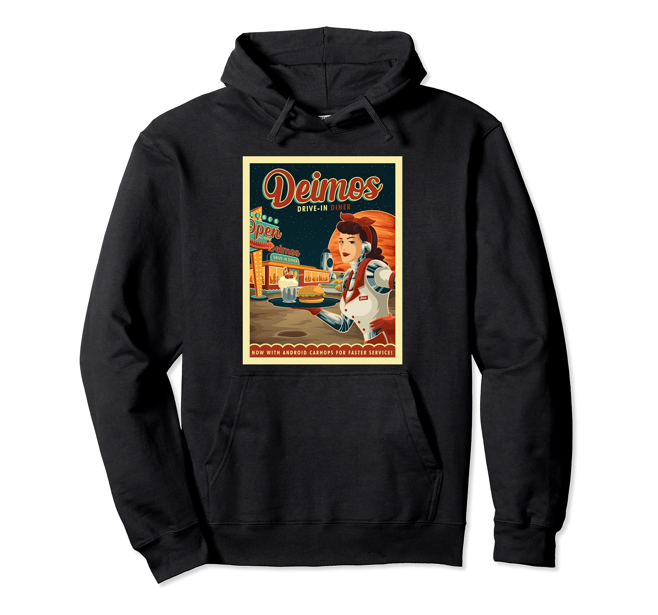 Space Tourism Mars Deimos Drive Diner Hoodie - Novelty Apparel Unisex - T-Shirt, Sweatshirt, Hoodie